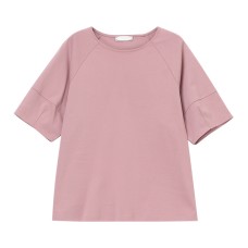 Solid color round neck short sleeved top for women