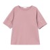 Solid color round neck short sleeved top for women