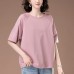 Solid color round neck short sleeved top for women