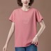 Solid color embroidered short sleeved top