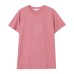 Solid color embroidered short sleeved top