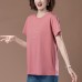 Solid color embroidered short sleeved top