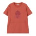 Embroidered round neck short sleeved top