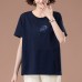 Embroidered sequin round neck short sleeved T-shirt with letters