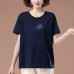 Embroidered sequin round neck short sleeved T-shirt with letters