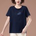 Embroidered sequin round neck short sleeved T-shirt with letters