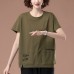 Round neck embroidered short sleeved T-shirt