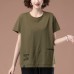 Round neck embroidered short sleeved T-shirt