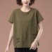 Round neck embroidered short sleeved T-shirt