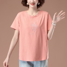 Embroidered sequin short sleeved T-shirt Embroidered sequin short sleeved T-shirt