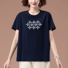 Round neck embroidered loose top