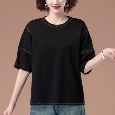 Round neck short sleeved T-shirt
