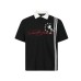 Color blocked striped woven short sleeved polo shirt