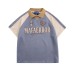 Splicing color blocked shoulder short sleeved polo shirt