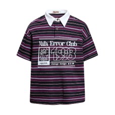 Letter printed striped short sleeved polo shirt Letter printed striped short sleeved polo shirt