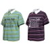 Letter printed striped short sleeved polo shirt