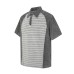 Washed distressed contrasting striped patchwork short sleeved shirt