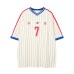Color blocked vertical stripe V-neck short sleeved T-shirt