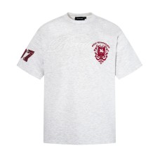 Embroidered short sleeves with letter stickers