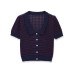 Short sleeved knitted small round collar top