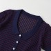 Short sleeved knitted small round collar top