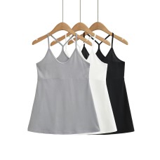 U-neck White Women's Loose Slimming Top Summer Casual Sporty Tank Top Lightweight Inner Layer Camisole