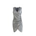 Sexy Bodycon Fashion V-Neck Casual Color-block Button Solid Metallic Pleated Fitted Dress