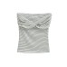 Striped Knot Cross Design Crop Top for Women, Summer Fitted Strapless Tank Top