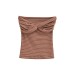 Striped Knot Cross Design Crop Top for Women, Summer Fitted Strapless Tank Top