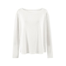 Smooth Semi-Transparent Lyocell, Lazy Two-Way Wear, One-Shoulder Slash Neck, Bare-Skin Feel, Long Sleeve