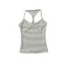 Striped Tencel Cami Top with Lace Trim, Backless Design, Women's Summer Top Striped Tencel Cami Top with Lace Trim, Backless Design, Women's Summer Top