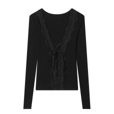 Pure Desire Style Lace Splicing Slimming Top Pure Desire Style Lace Splicing Slimming Top