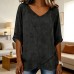 Women's Summer Linen V-Neck Irregular Sleeve Casual Loose Top
