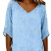 Women's Summer Linen V-Neck Irregular Sleeve Casual Loose Top