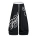 Letter printed wide leg curved knife pants