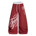 Letter printed wide leg curved knife pants
