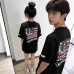 Flag Print Embroidered Couple Short Sleeve T-Shirt 
