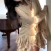 Retro V-Neck Shirt with Romantic Ruffled Skirt Three-Piece Set