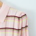 Street short sleeved polo collar striped knit top