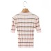 Street short sleeved polo collar striped knit top