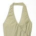 Hot girl double breasted halter neck sleeveless top