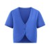 Short sleeved V-neck casual short knitted top