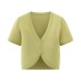 Short sleeved V-neck casual short knitted top