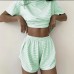 Casual Home Wear Set for Women, Simple Color-Blocked Stripe, Lightweight Round Neck, Loose and Comfortable