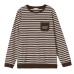 Round neck loose striped top for women