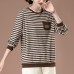 Round neck loose striped top for women