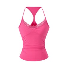 Lace Trim Deep V-Neck Tencel Strapless Camisole for Women, Inner Layer or Outer Wear