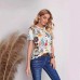Fashionable Casual Floral Printed Round Neck Short Sleeve Top for Women Fashionable Casual Floral Printed Round Neck Short Sleeve Top for Women