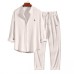 Casual Loose Multi-color Linen Cotton Short Sleeve Suit for Men Beach Wear Two-Piece Set