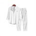 Casual Loose Multi-color Linen Cotton Short Sleeve Suit for Men Beach Wear Two-Piece Set